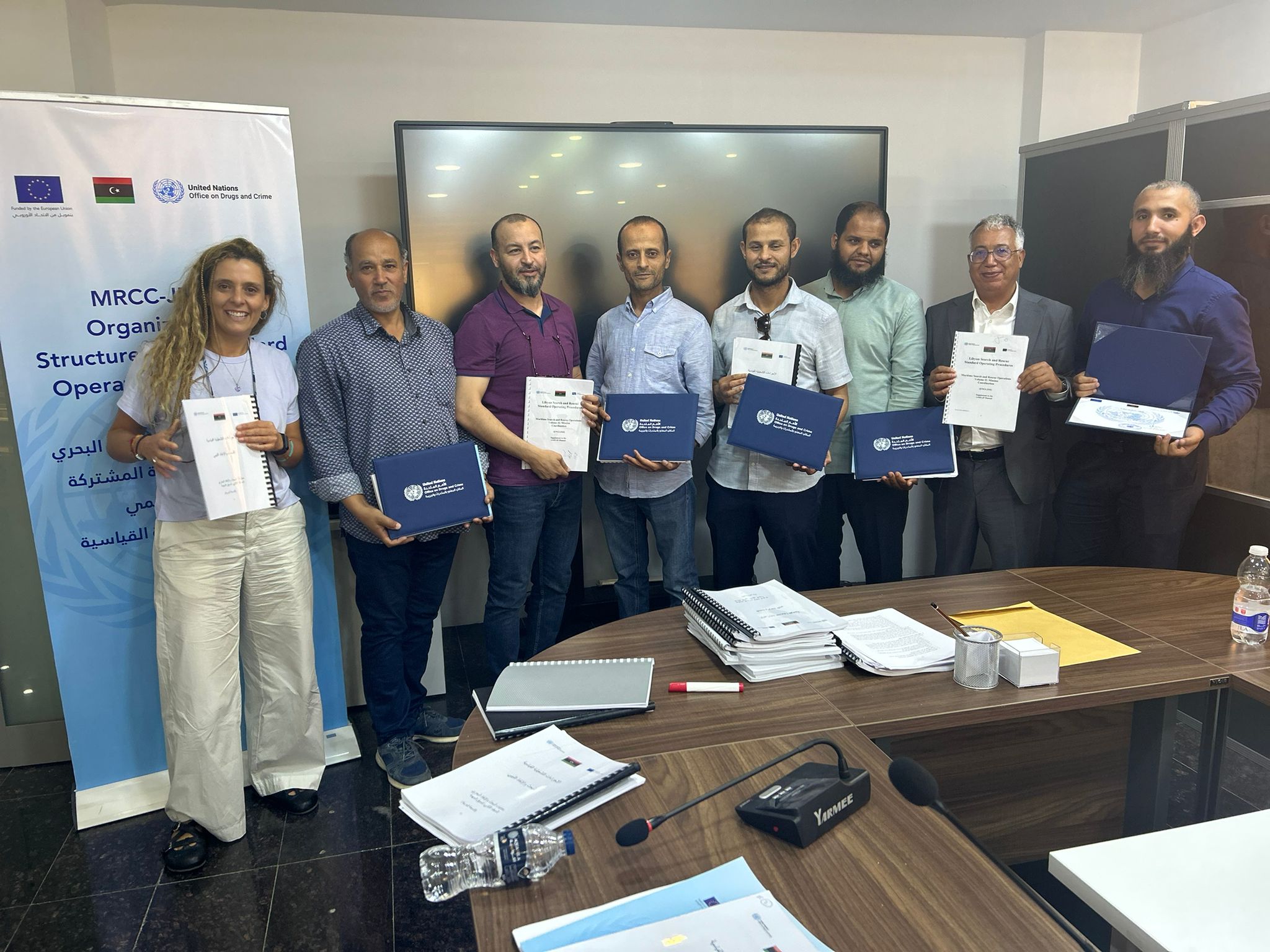 Libyan maritime training participants with YARMEE microphones